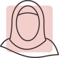 hijab linje form färger ikon vektor