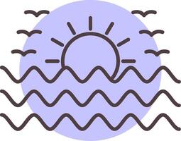 solnedgång linje form färger ikon vektor