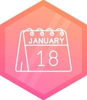18: e av januari lutning polygon ikon vektor