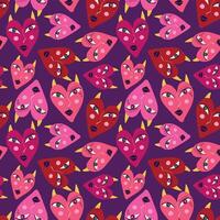 Rosa cool Muster mit rot teuflisch Herzen zum Valentinstag Tag und Halloween Ferien vektor