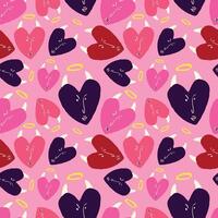 hell Valentinstag Tag Muster mit seltsam Herzen. ein Muster von teuflisch Liebe Herzen. vektor