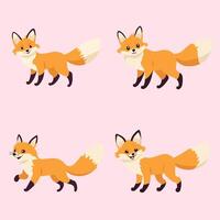 süß Fuchs Frühling Tier Illustration einstellen vektor
