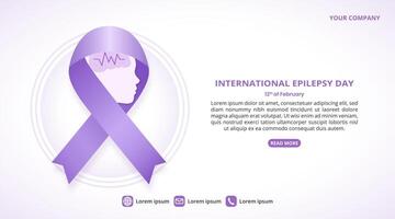 internationell epilepsi dag bakgrund med en lila band och ansikte vektor