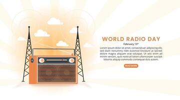 Welt Radio Tag Hintergrund mit ein alt Orange Radio vektor