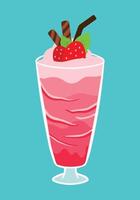 Erdbeere Smoothie Milchshake Sommer- trinken und Getränk im eben Karikatur Illustration vektor