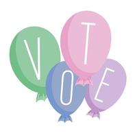 rösta bokstäver i ballonger firande val vit bakgrund vektor