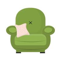 grüne Couch mit Kissen vektor