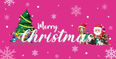 Frohe Weihnachten-Banner mit süßem Weihnachtsmann-Cartoon vektor