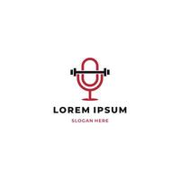 Fitnessstudio Podcast Logo Symbol, Podcast mic kombinieren mit Hantel Logo vektor