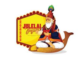 jhulelal jayanti, cheti chand är en festival den där märken de början av de lunar hindu ny år för sindhi hinduer. vektor