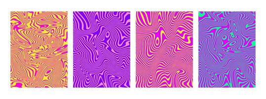 Acid Neon- Flüssigkeit abstrakt Plakate. höchst gesättigt holographisch Farben. Marmor Acryl Textur. psychedelisch trippy Verzerrung. kosmisch Hintergrund, Banner, Abdeckung, Vorlage. vektor