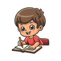 Kind lesen ein Buch Karikatur Vektor Illustration