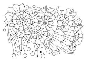 Kunst Therapie Vektor Illustration. Blumen- Hintergrund zum Färbung. Färbung Seite zum Kinder und Erwachsene.