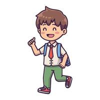 illustration av en Lycklig pojke med en ryggsäck löpning, tecknad serie vektor illustration