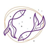 Fische Tierkreis Zeichen skizzieren Hand gezeichnet abstrakt modern astrologisch Konstellation Karte Design Vektor Illustration. mystisch Star Symbol Hintergrund zum Tätowierung, drucken, Papier, Symbol Poster Logo. Kunst Muster