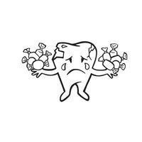 gebrochen krank Zahn Essen Süßigkeiten Oral Hygiene, Vektor