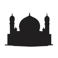 de främre sida av de moské, silhuett. vit bakgrund vektor