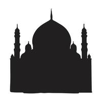 de främre sida av de moské, silhuett. vit bakgrund vektor