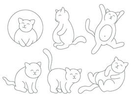 minimalistisch Katzen eine Linie einstellen Vektor Illustration