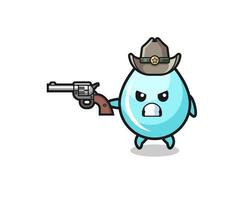 Der Wassertropfen-Cowboy schießt mit einer Waffe vektor