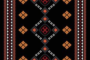 etnisk geometrisk tyg mönster korsa stitch.ikat broderi etnisk orientalisk pixel mönster svart bakgrund. abstrakt, vektor, illustration. textur, kläder, ram, dekoration, motiv, siden tapet. vektor