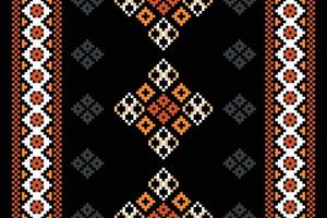 etnisk geometrisk tyg mönster korsa stitch.ikat broderi etnisk orientalisk pixel mönster svart bakgrund. abstrakt, vektor, illustration. textur, kläder, ram, dekoration, motiv, siden tapet. vektor