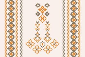 etnisk geometrisk tyg mönster korsa stitch.ikat broderi etnisk orientalisk pixel mönster brun grädde bakgrund. abstrakt, vektor, illustration. textur, kläder, ram, motiv, siden tapet. vektor