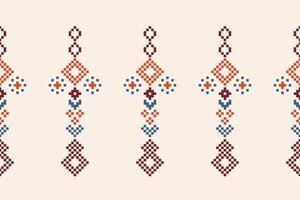 etnisk geometrisk tyg mönster korsa stitch.ikat broderi etnisk orientalisk pixel mönster brun grädde bakgrund. abstrakt, vektor, illustration. textur, kläder, ram, motiv, siden tapet. vektor