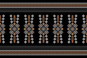 etnisk geometrisk tyg mönster korsa stitch.ikat broderi etnisk orientalisk pixel mönster svart bakgrund. abstrakt, vektor, illustration. textur, kläder, ram, dekoration, motiv, siden tapet. vektor