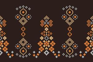 ethnisch geometrisch Stoff Muster Kreuz Stich.ikat Stickerei ethnisch orientalisch Pixel Muster braun Hintergrund. abstrakt, vektor, illustration. Textur, Kleidung, Schal, Dekoration, Motive, Seide Hintergrund. vektor