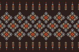 etnisk geometrisk tyg mönster korsa stitch.ikat broderi etnisk orientalisk pixel mönster brun bakgrund. abstrakt, vektor, illustration. textur, kläder, halsduk, dekoration, motiv, siden tapet. vektor