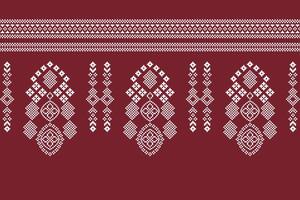 ethnisch geometrisch Stoff Muster Kreuz Stich.ikat Stickerei ethnisch orientalisch Pixel Muster Weihnachten rot Hintergrund. abstrakt, vektor, illustration. Textur, Rahmen, Dekoration, Motive, Seide Hintergrund. vektor