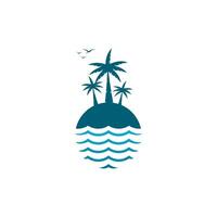 vektor logotyp av en handflatan träd i de mitten av ett ö och de hav