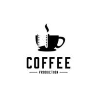 vektor kaffe bio logotyp, vektor kopp av kaffe och filma rulle