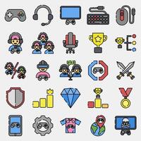 ikon uppsättning av esports spelande. esports gaming element. ikoner i fylld linje stil. Bra för grafik, affischer, logotyp, reklam, infografik, etc. vektor