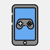 ikon mobil spel. esports gaming element. ikoner i fylld linje stil. Bra för grafik, affischer, logotyp, reklam, infografik, etc. vektor