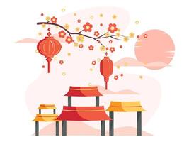 kinesisk kultur ny år lunar prydnad illustration vektor