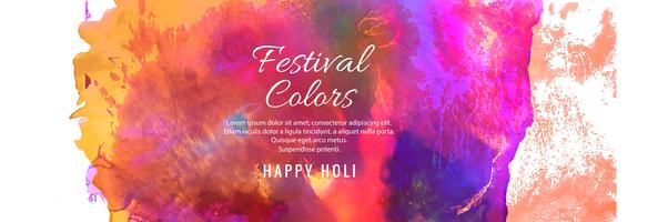 Glad Holi indisk vårfestival färgstark banner design vektor