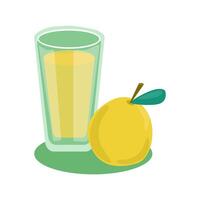 en glas av nyligen pressas päron juice med mogen frukt liggande Nästa till Det. friska mat, sommar friska dryck, naturlig vitamin. färgad vektor illustration