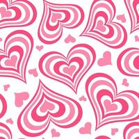y2k sömlös mönster med hjärtan. retro abstrakt häftig bakgrund. rosa skraj vektor tapet för valentine dag. flickaktigt härlig årgång design 2000-talet och 90s