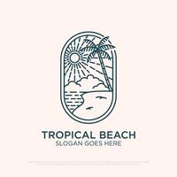 tropisch Strand Logo Design mit Linie Kunst einfach Vektor minimalistisch Illustration Vorlage