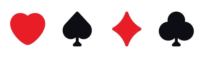 poker ikon uppsättning - spelar kort, pommes frites, handlare, och spel symboler vektor