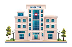 Öffentlichkeit Krankenhaus Gebäude Illustration. medizinisch Klinik Vektor isoliert auf Weiß Hintergrund