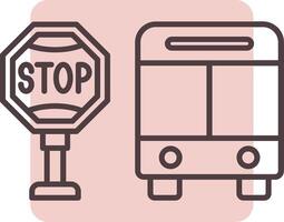 Bus halt Linie gestalten Farben Symbol vektor