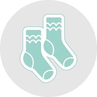 Paar von Socken Glyphe Mehrfarbig Aufkleber Symbol vektor