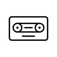 Vektor schwarz Linie Symbol Musik- Kassette Band isoliert auf Weiß Hintergrund
