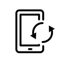 Vektor schwarz Linie Symbol Neustart Telefon isoliert auf Weiß Hintergrund