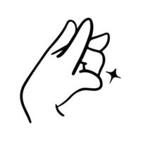 söt hand gester tecken och symbol isolerat i vit bakgrund. söt klotter tecknad serie hand design. lämplig för klistermärken, barns böcker och tecknad serie element vektor