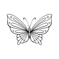 Schmetterling Linie Kunst. einfach minimal Schmetterling Linie tätowieren Symbol Logotyp. Schmetterling schwarz und Weiß Illustration Weiß Hintergrund. Schmetterling Färbung Buch vektor