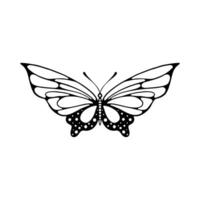 Schmetterling Linie Kunst. einfach minimal Schmetterling Linie tätowieren Symbol Logotyp. Schmetterling schwarz und Weiß Illustration Weiß Hintergrund. Schmetterling Färbung Buch vektor